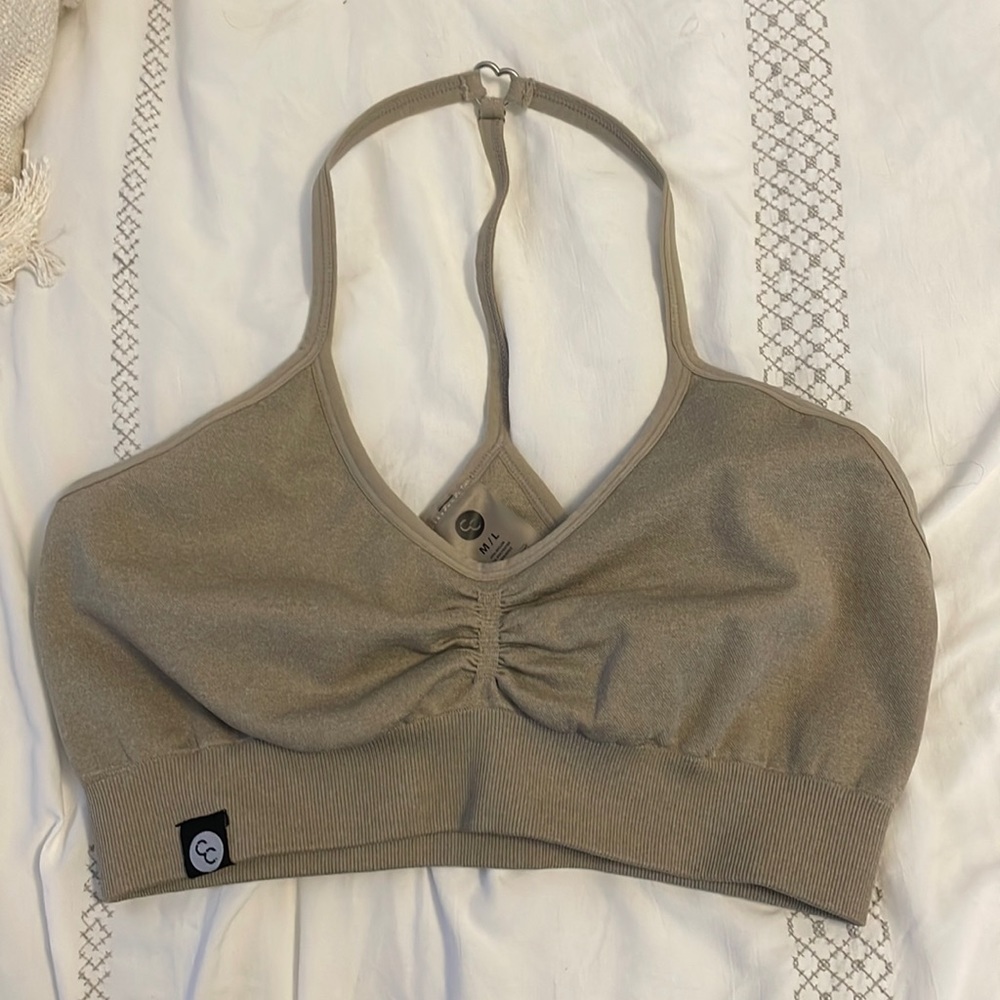 Staci athletics M/L halter sports bra taupe